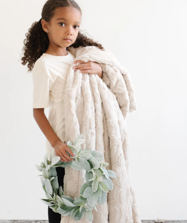 Patterned Faux Fur Throw
