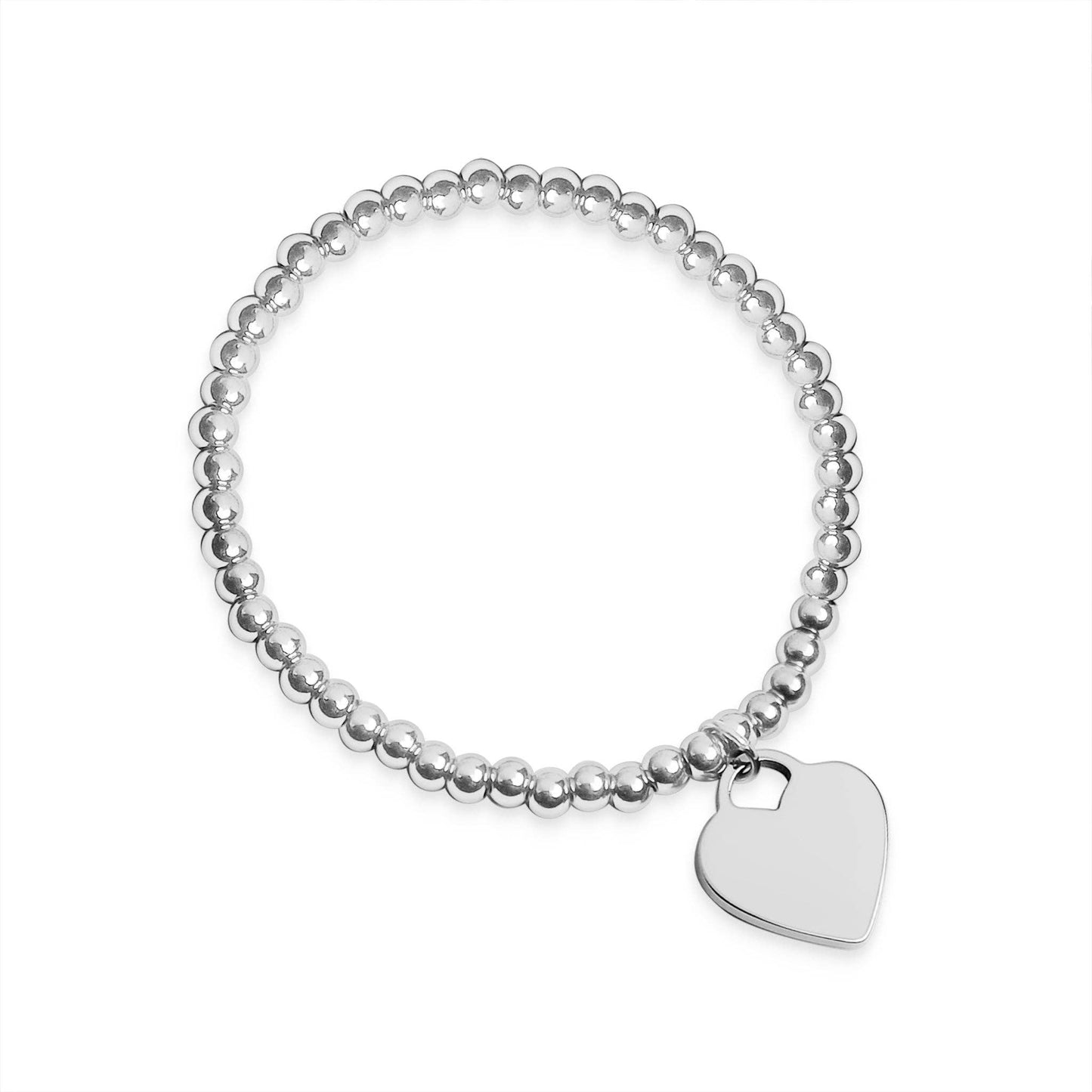 18K PVD Coated Stainless Steel Heart And Bead Stretch Bracelet