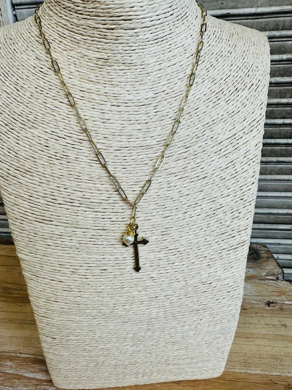 Gold Paperclip Cross