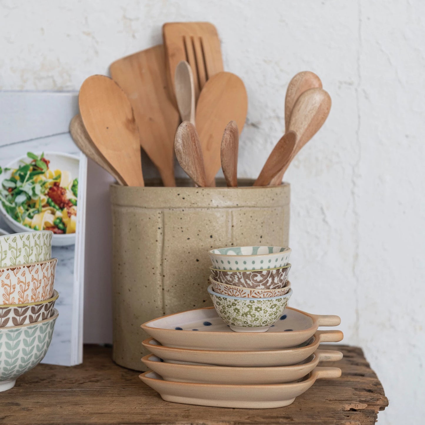 Stoneware Crock with Debossed Lines