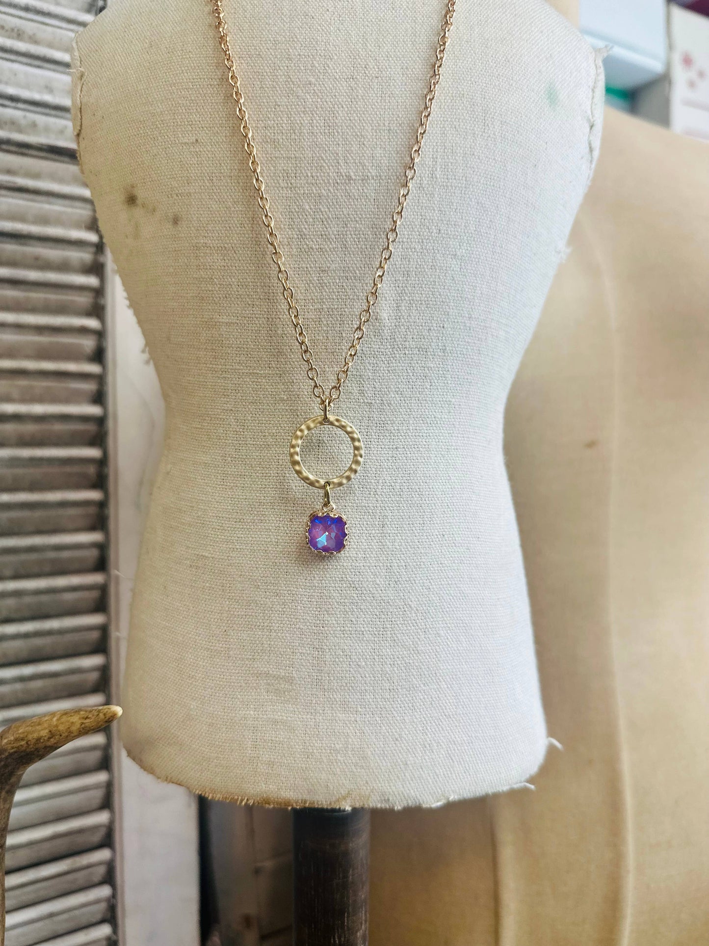 Hammered Gold Crystal Lilac