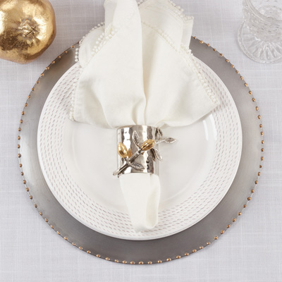 Gold Cocoa Bean Hammered Napkin Ring