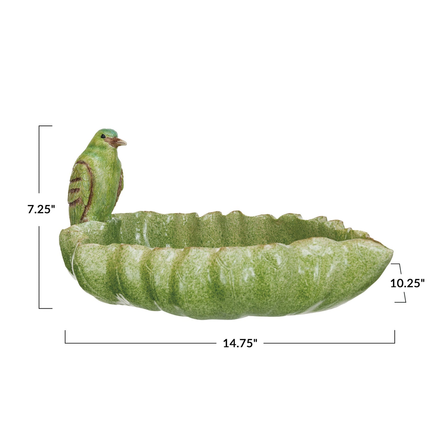 Decorative Resin Leaf Shaped Bowl With Bird