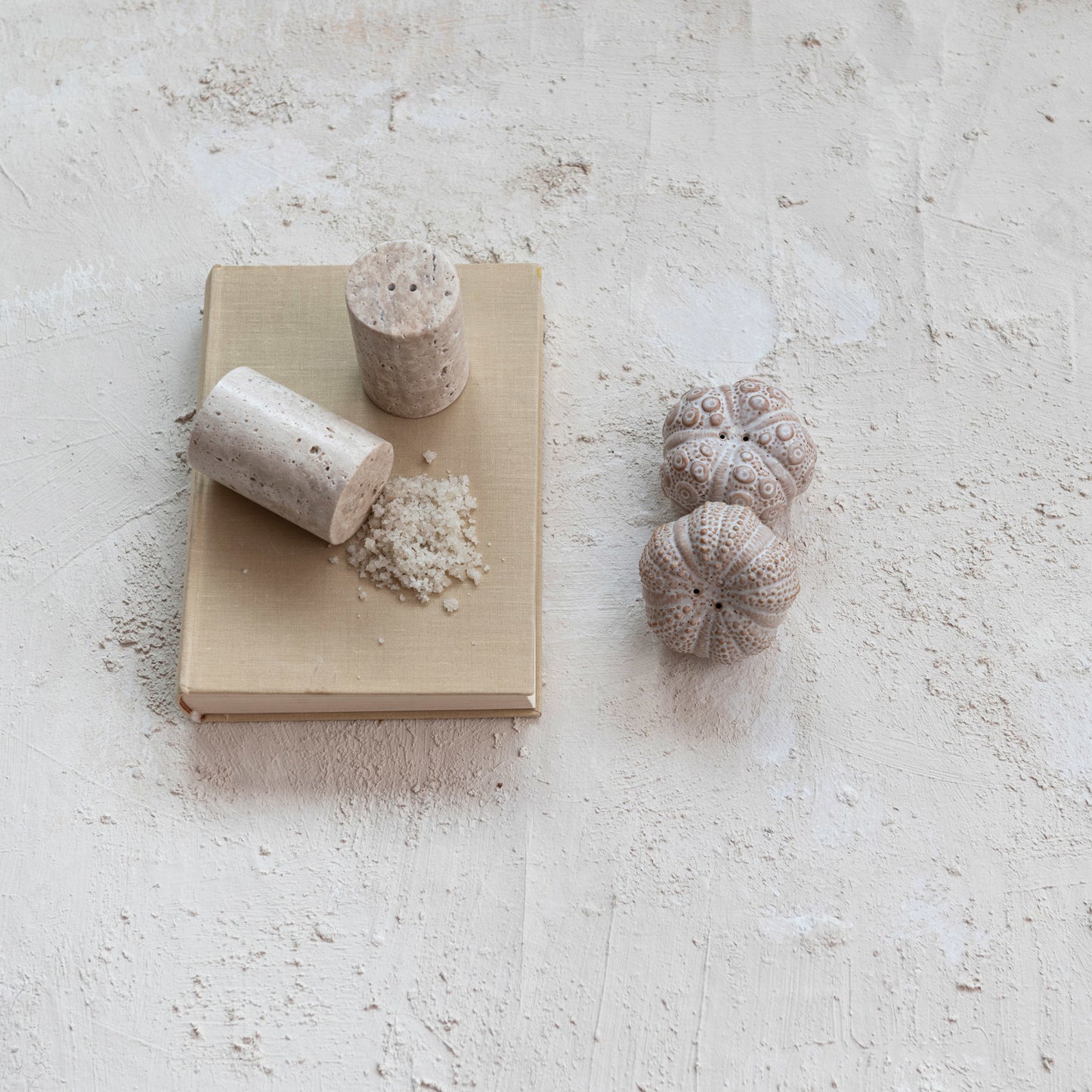 Sea Urchin Shaped Salt & Pepper Shakers, Set of 2 (Each One Will Vary)