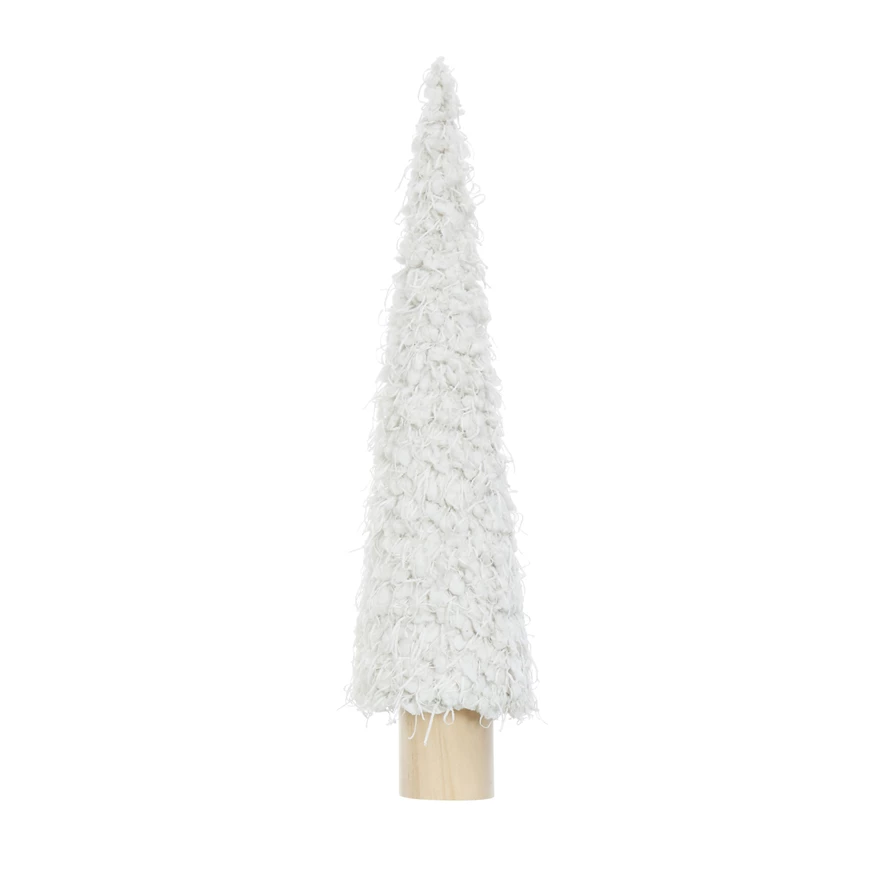 Lg Fabric Cone Tree with Wood Base