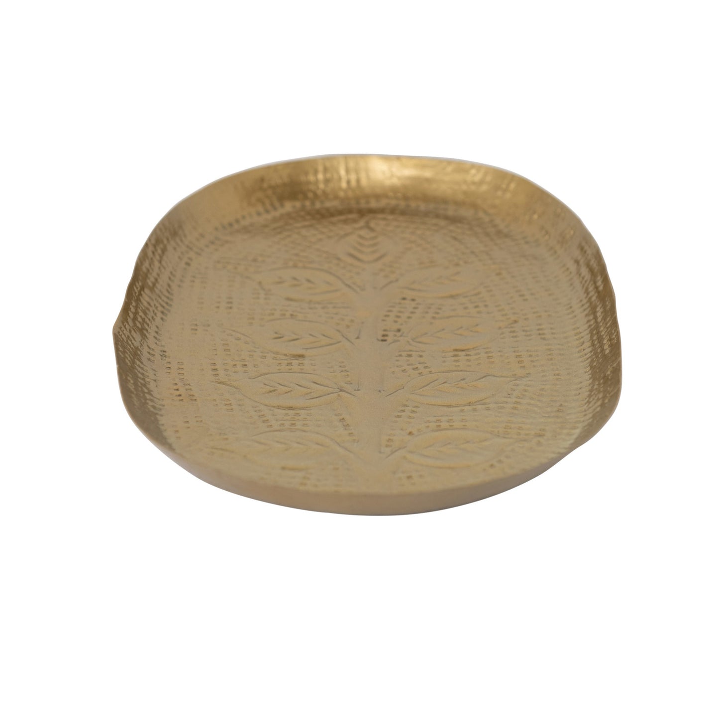 Debossed Metal Tray, Antique Gold Finish