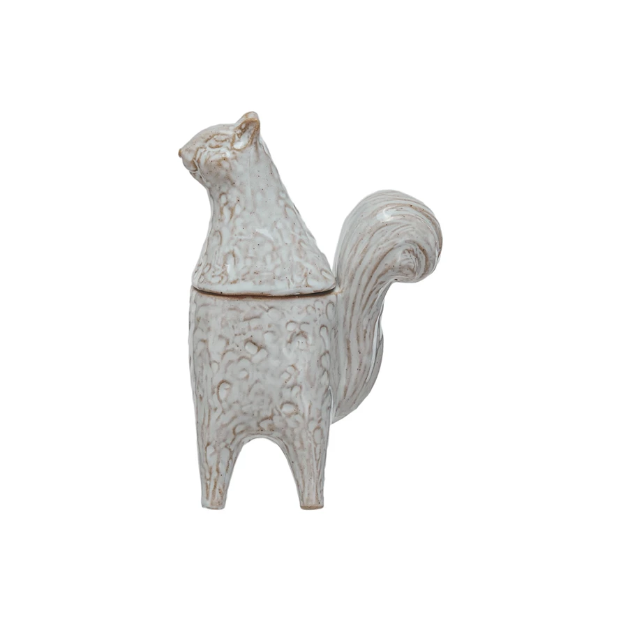 Squirrel Shaped Stoneware Jar