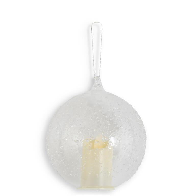 4.5 Inch Textured Clear Glass LED Flicker Roun