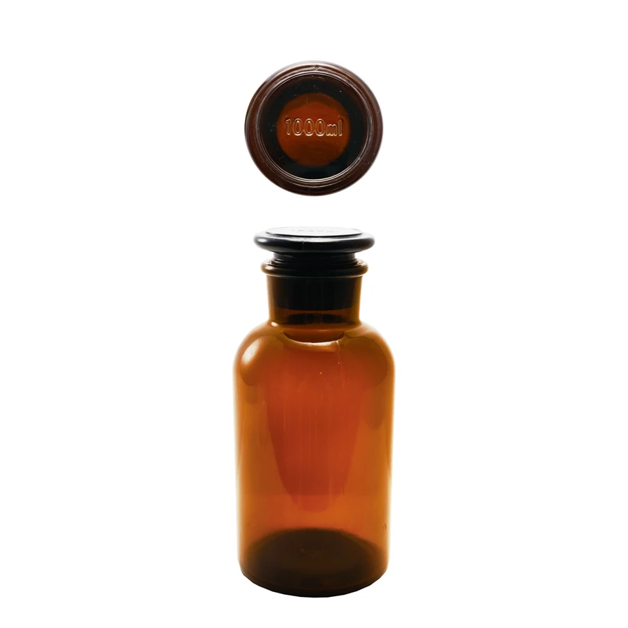 Glass Bottle with Stopper, Brown