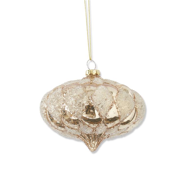 4 Inch Beaded Gold Mercury Glass Onion Hobnail