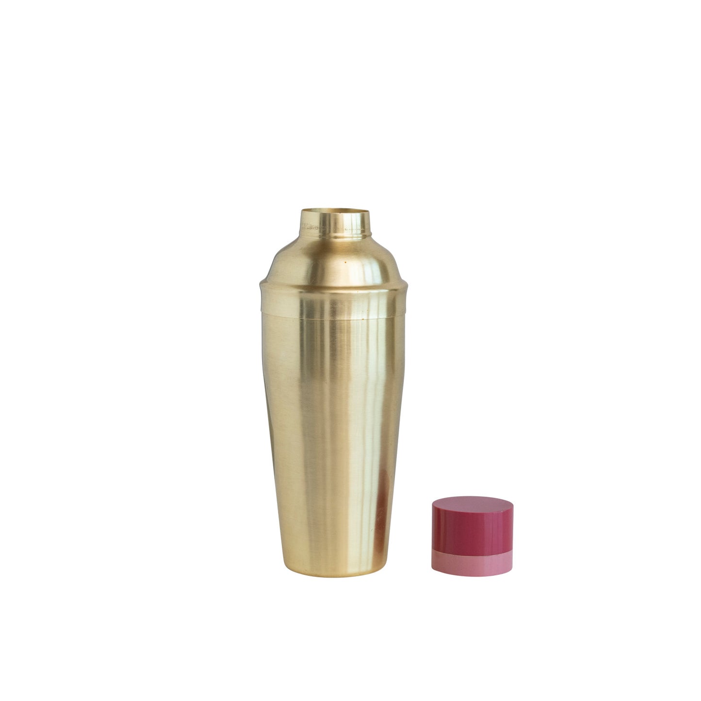 Cocktail Shaker w/ Resin Top, Brass Finish and Pink