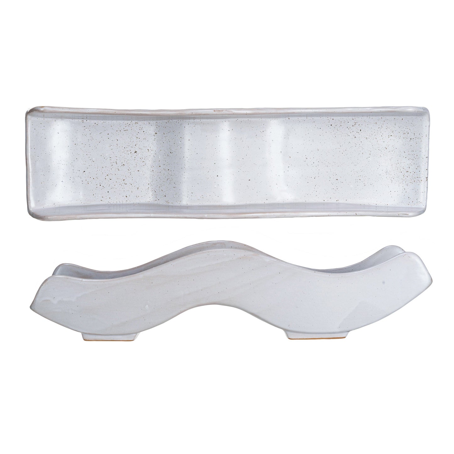 Stoneware Wave Tray with Reactive Glaze