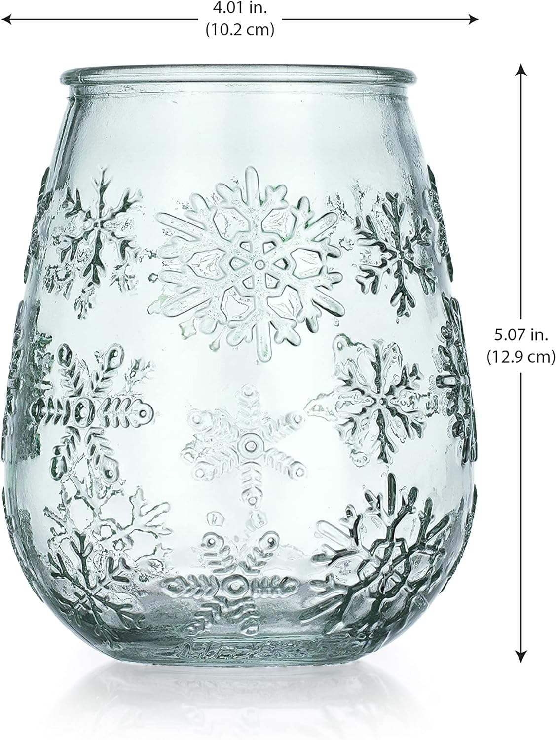 Snowflake Christmas Stemless Drink Glasses For Red Or White Wine