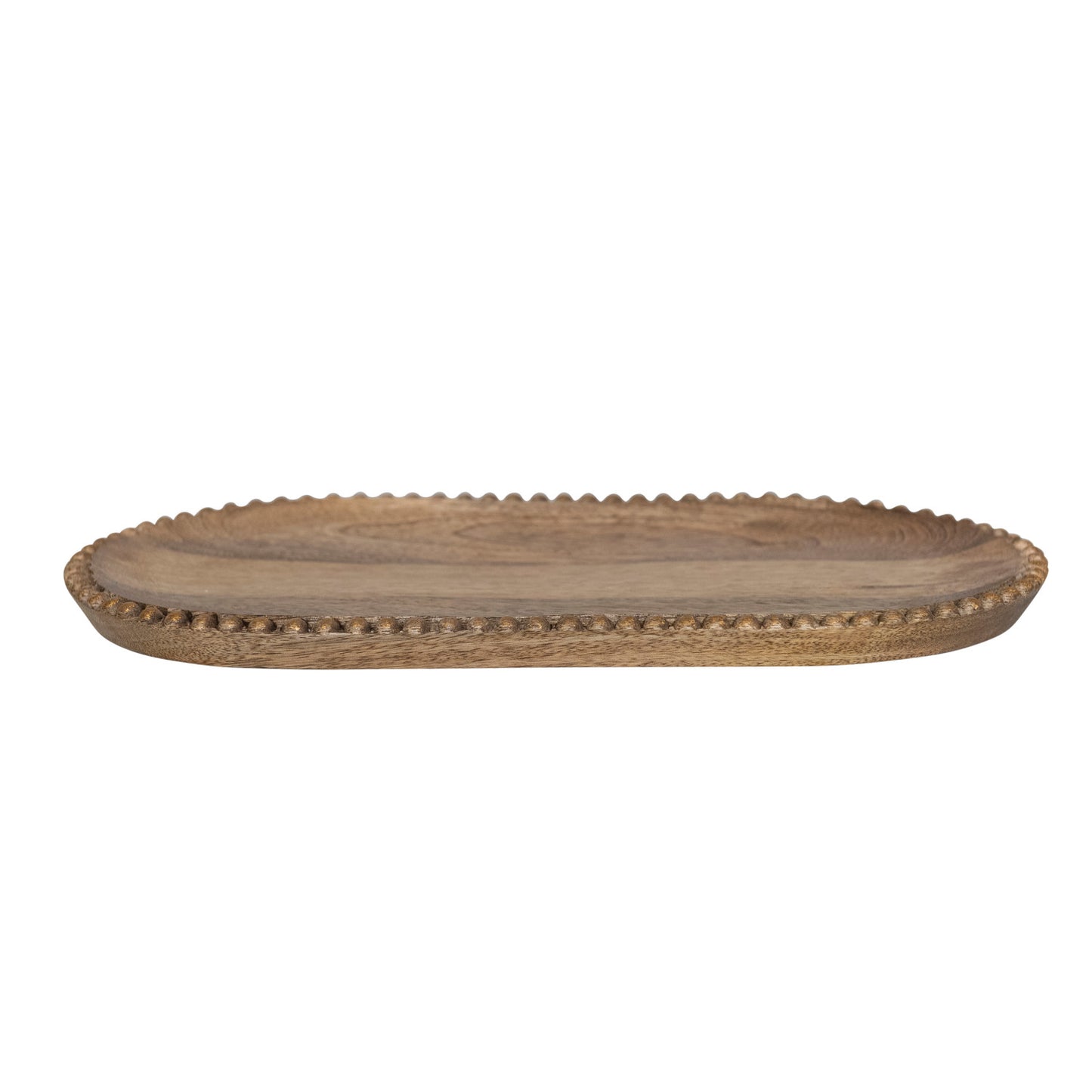 Tray w/ Wood Beads & Gold Finish