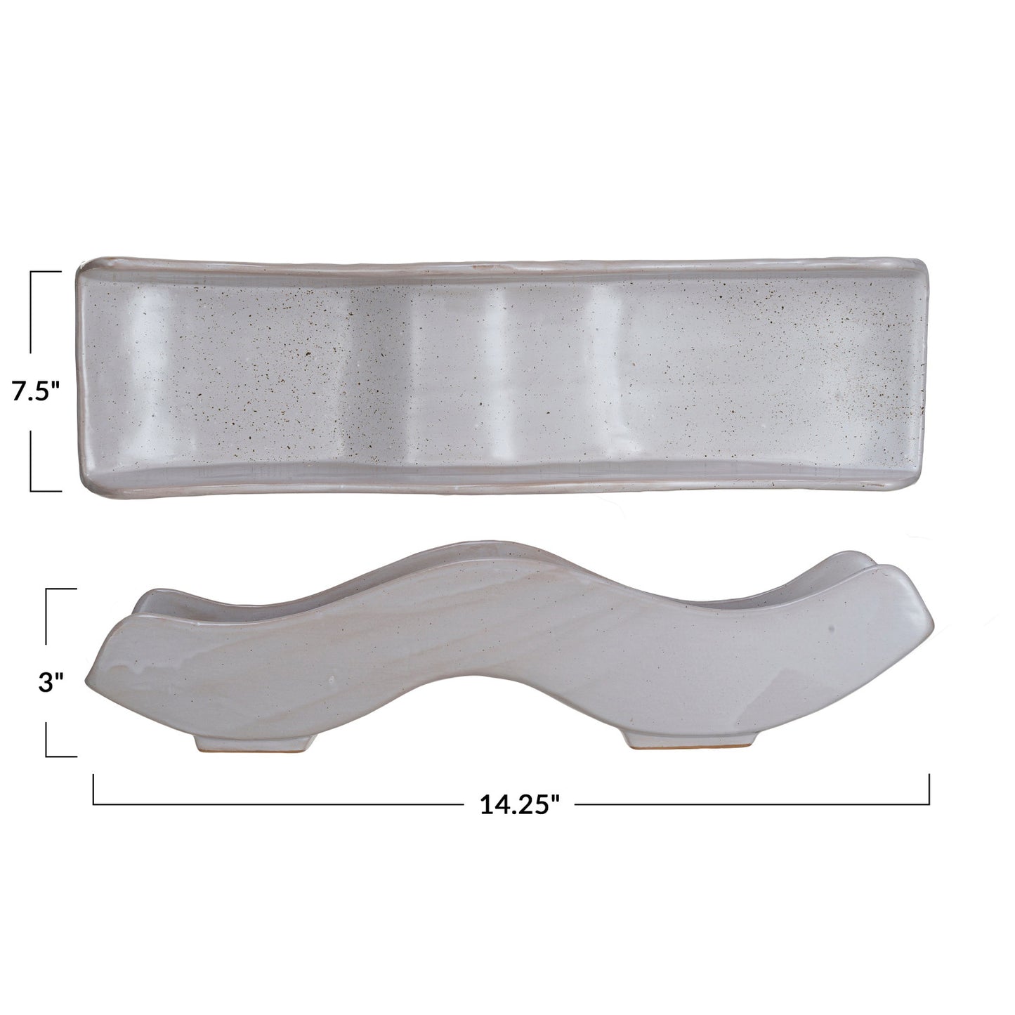 Stoneware Wave Tray with Reactive Glaze