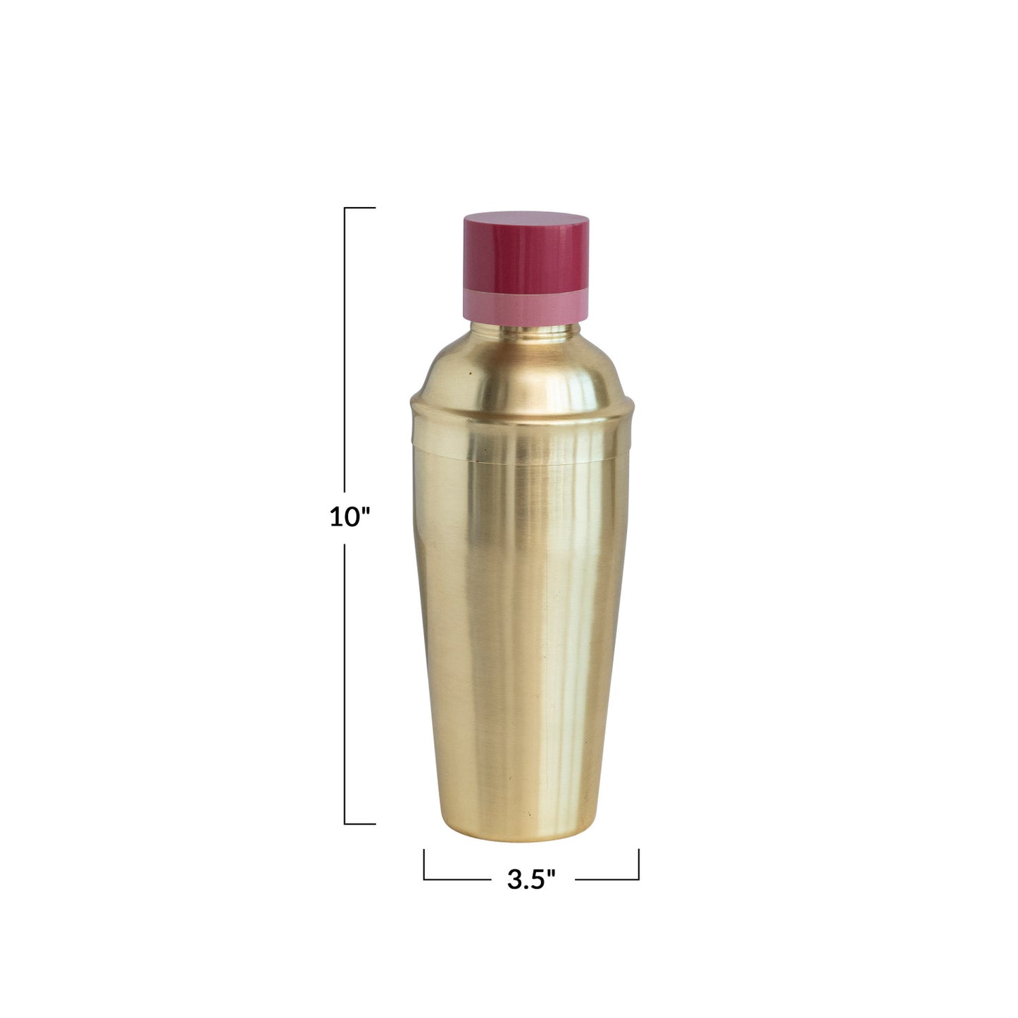 Cocktail Shaker w/ Resin Top, Brass Finish and Pink