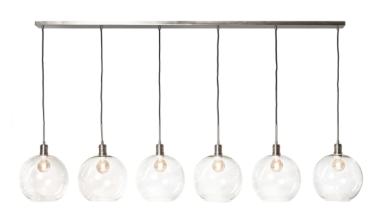 Six Light Glass Orb Chandelier