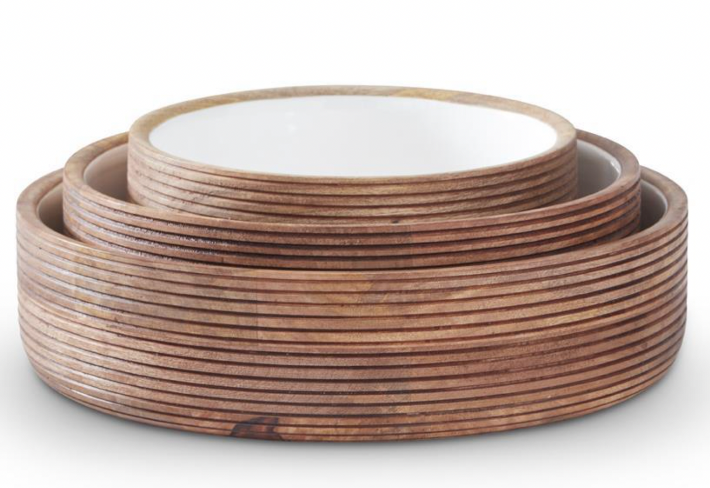 Ribbed Mango Wood Bowls