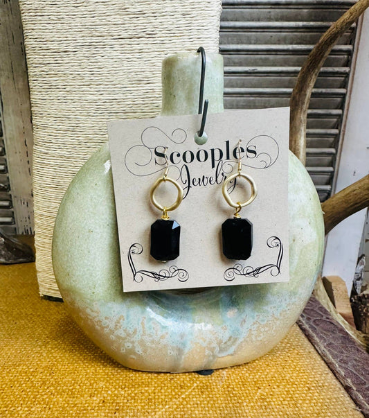 Matte Gold Black Earrings