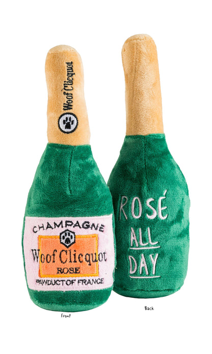 Woof Clicquot Rose' Champagne Bottle Squeaker Dog Toy