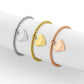 18K PVD Coated Stainless Steel Heart And Bead Stretch Bracelet