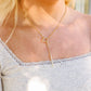 18K Gold PVD Stainless Steel Heart with Drop Bar Lariat Necklace