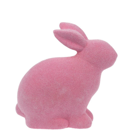 6" Pink Flocked Terracotta Sitting Bunny Easter