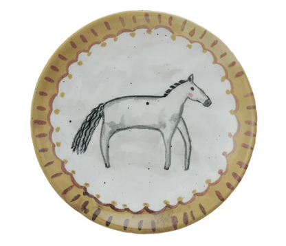 Hand-Painted Plate with Animal Image