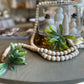 Wood Bead Garland w/ Faux Greenery Tassels