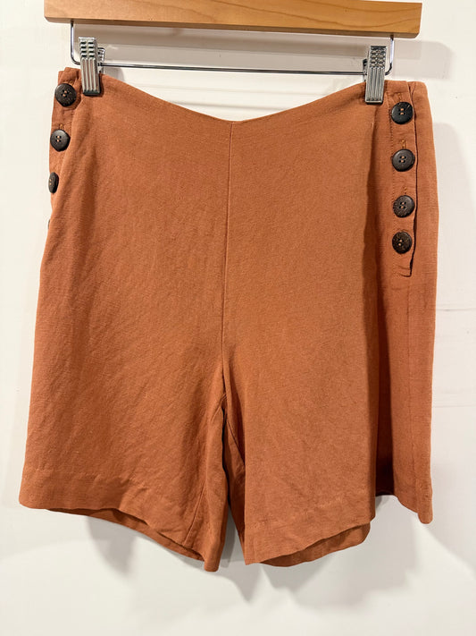 Ecru Brand Linen Pull-On High-Waist Button Detail Shorts