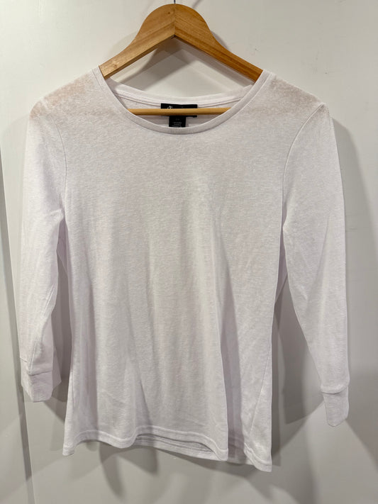 Alison Sheri 3/4 Sleeve White Top with Sleeve Cutouts