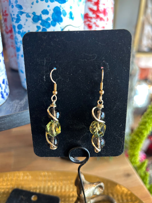 Smokey Quartz with Gold Filled Wire Earrings