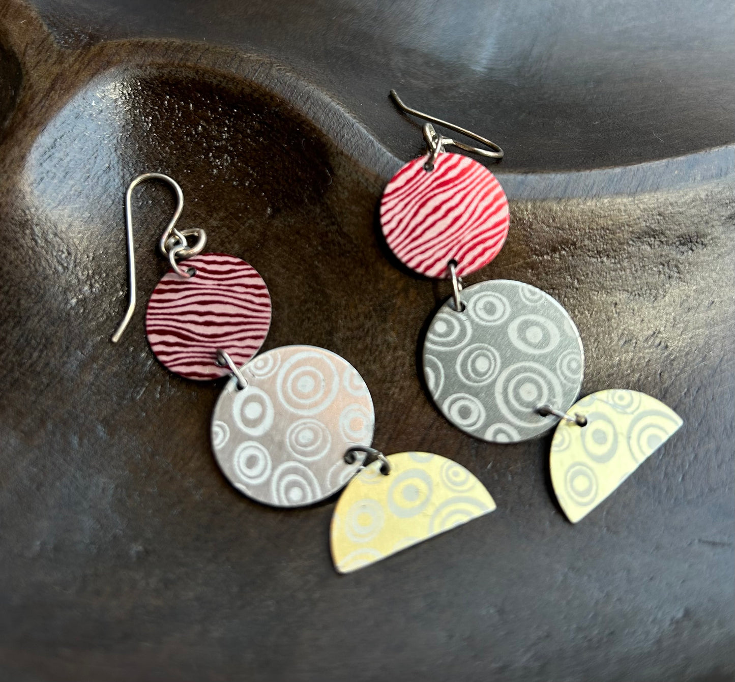 Tricolored Metal Earrings