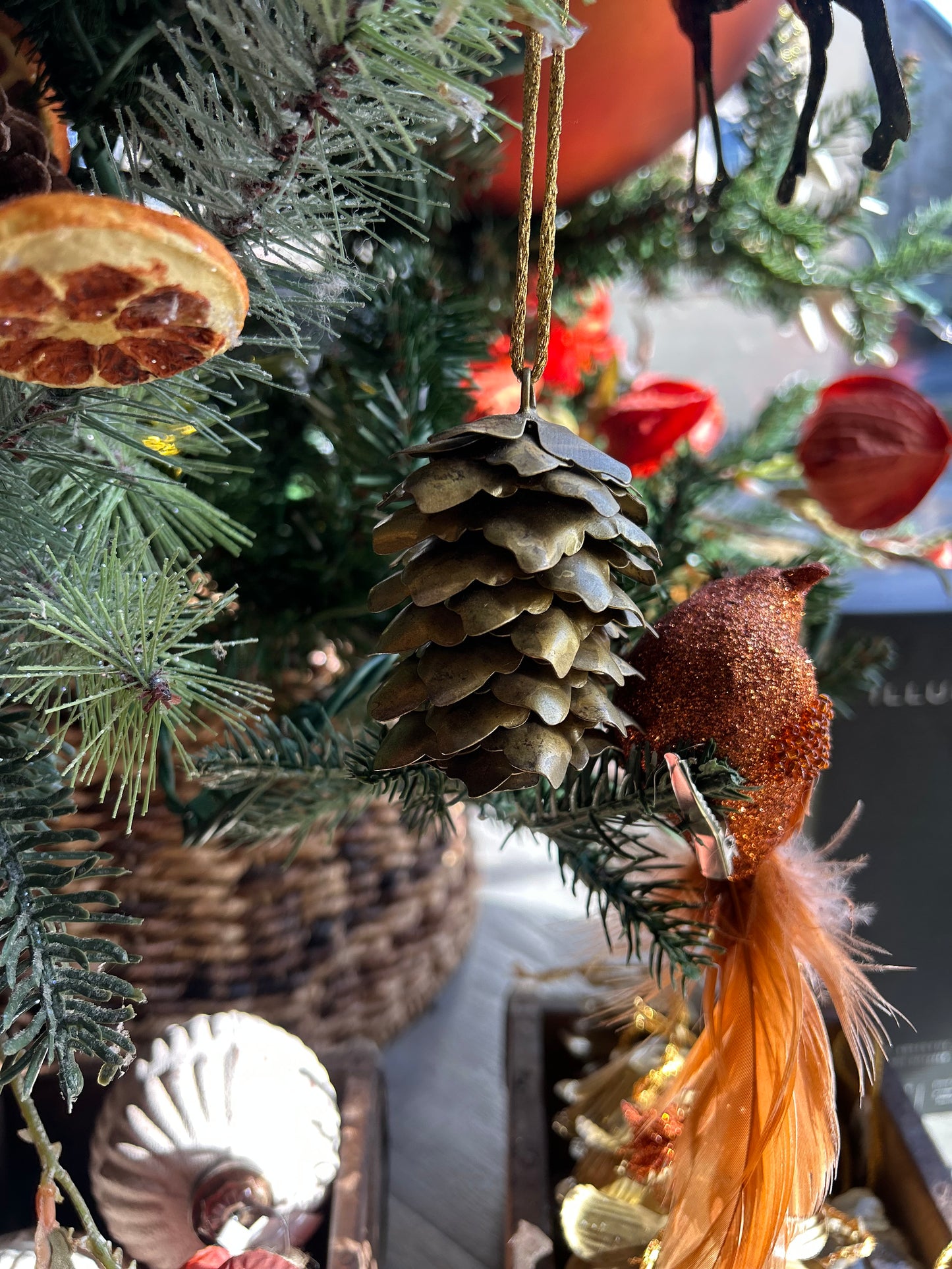 Metal Pinecone Ornament, 2 Styles