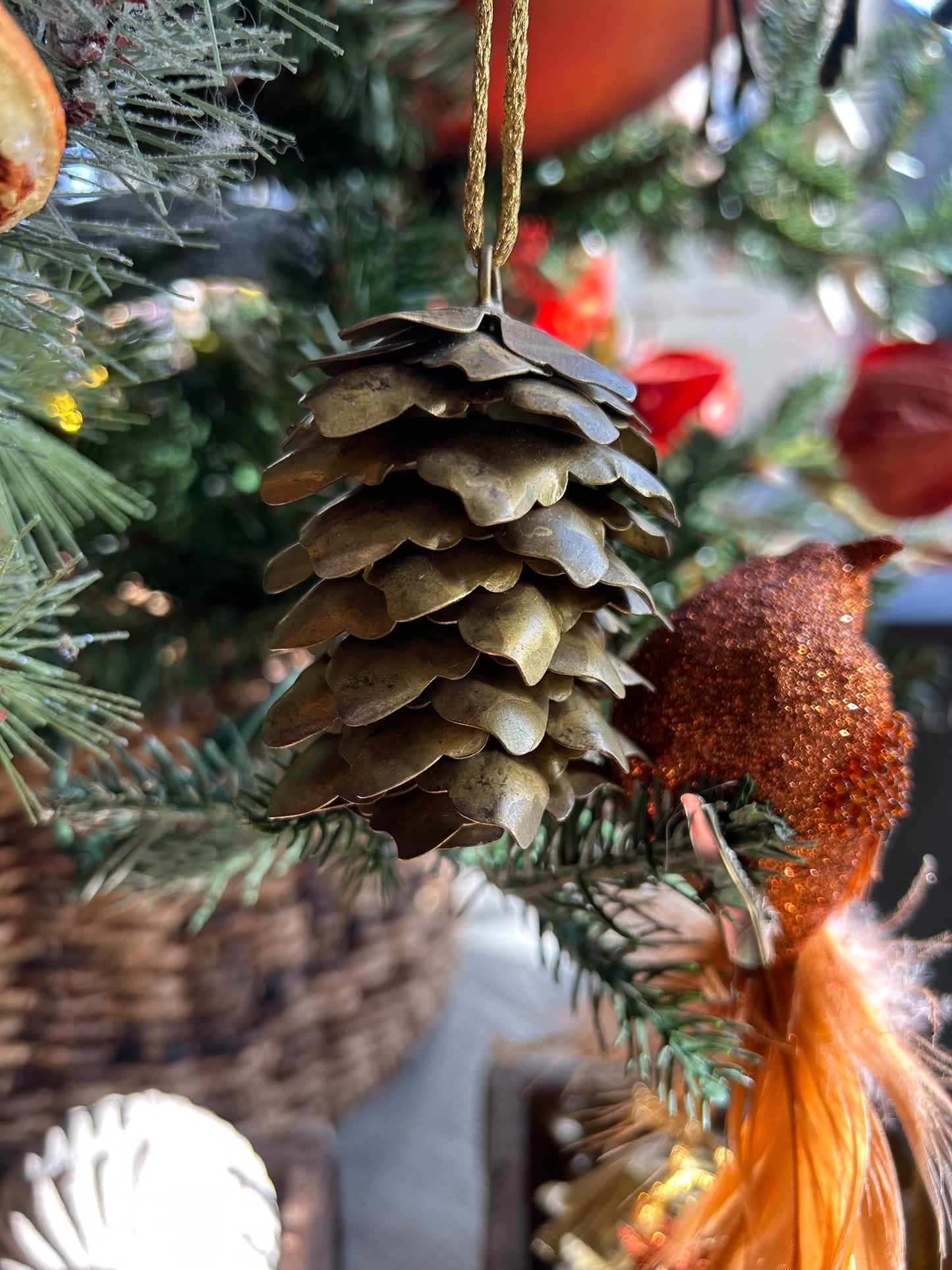 Metal Pinecone Ornament, 2 Styles