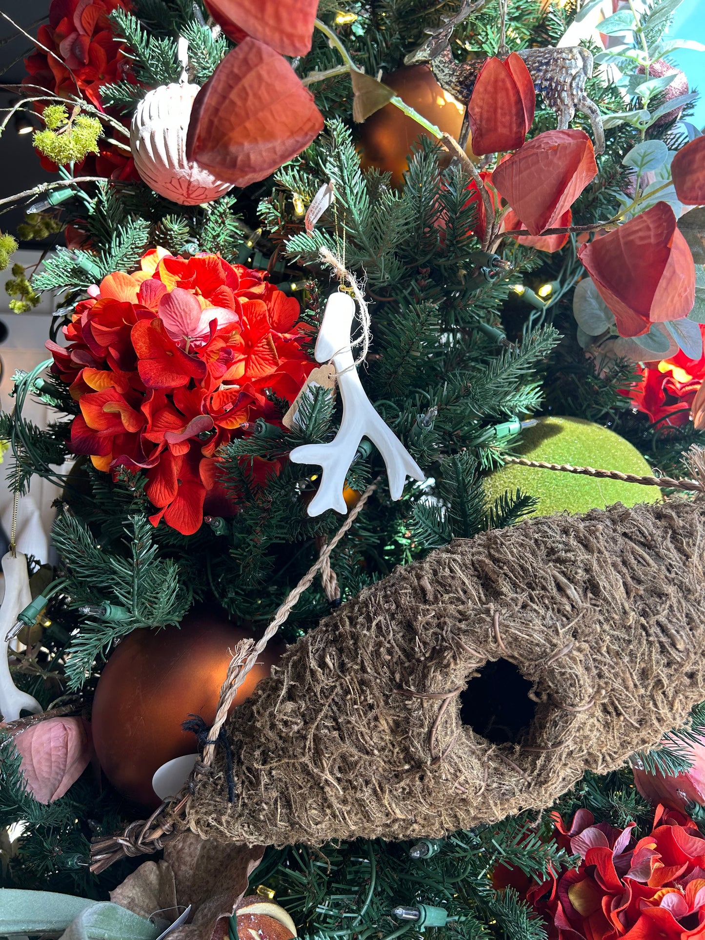 Stoneware Bisque Deer Antler Ornament