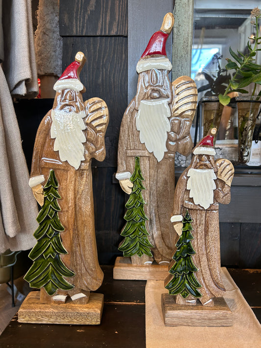 Wooden Enameled Santa