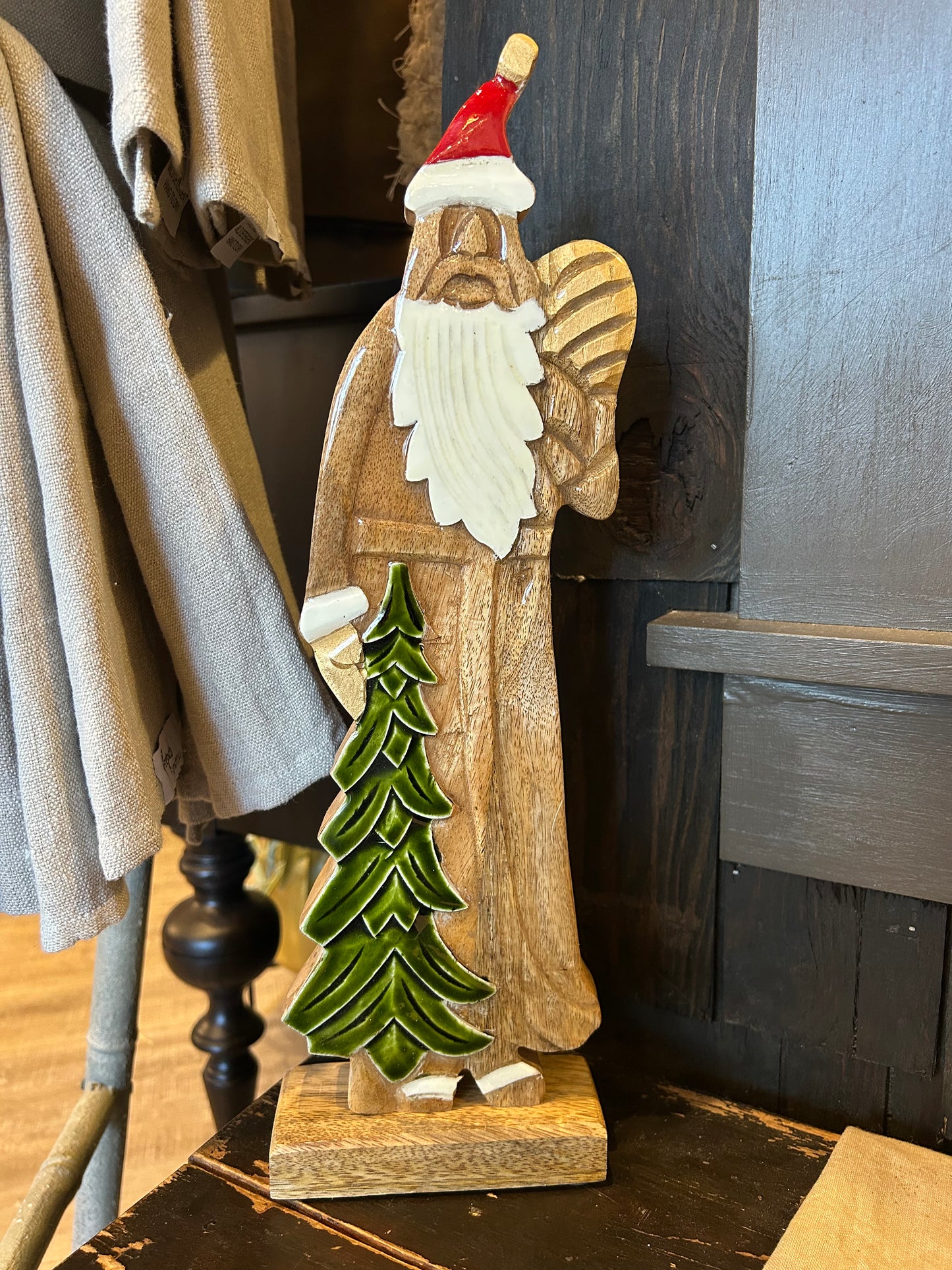 Wooden Enameled Santa