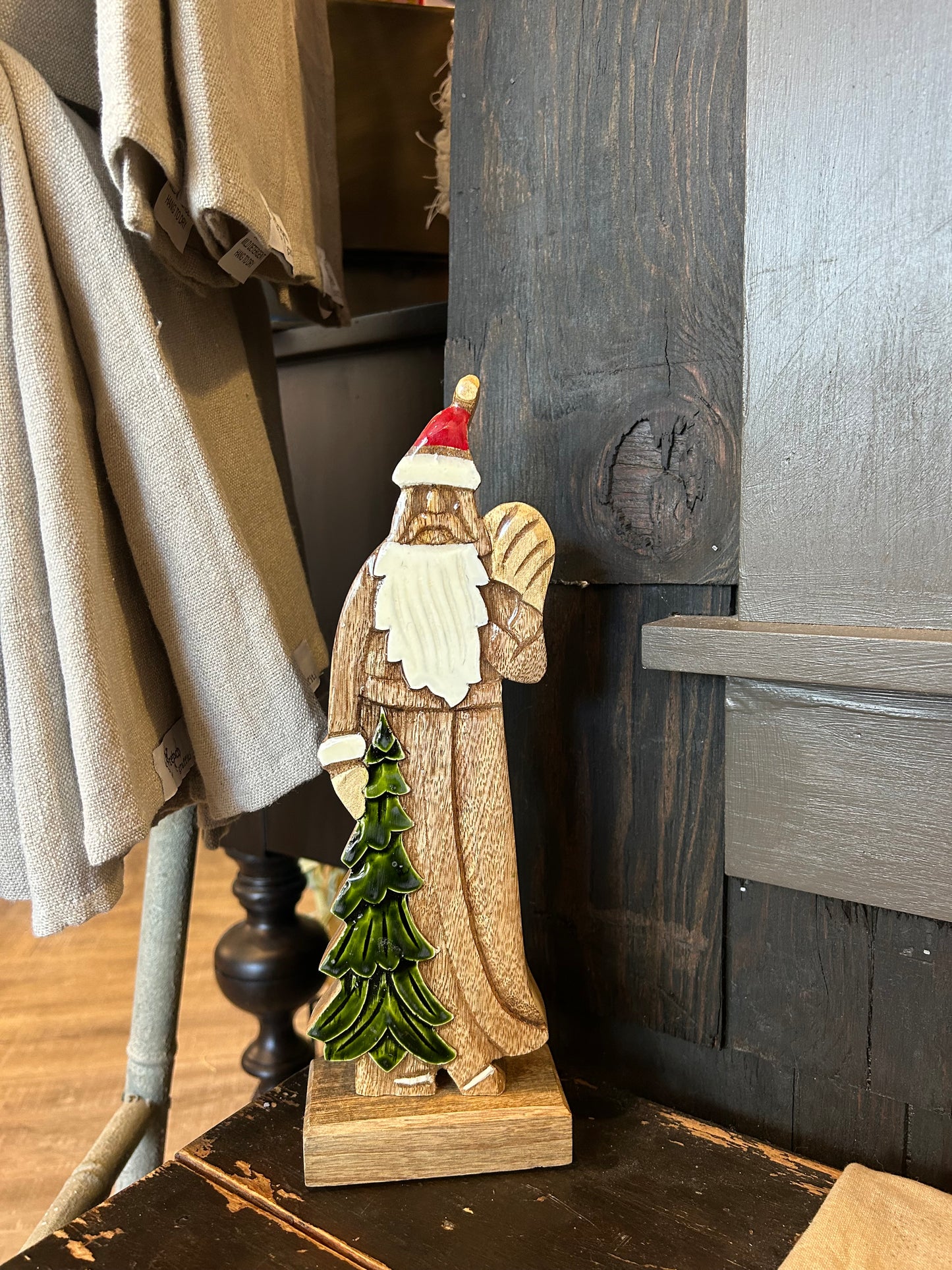 Wooden Enameled Santa