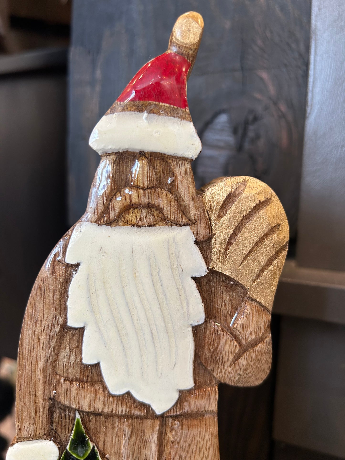 Wooden Enameled Santa