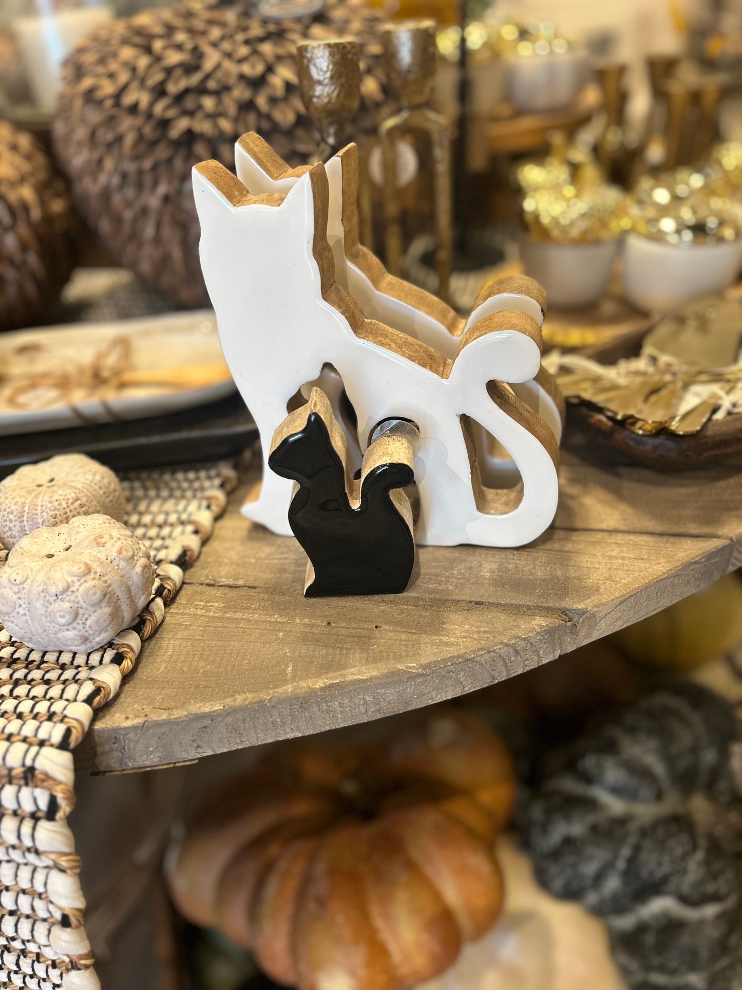 Wood and Enamel Cats