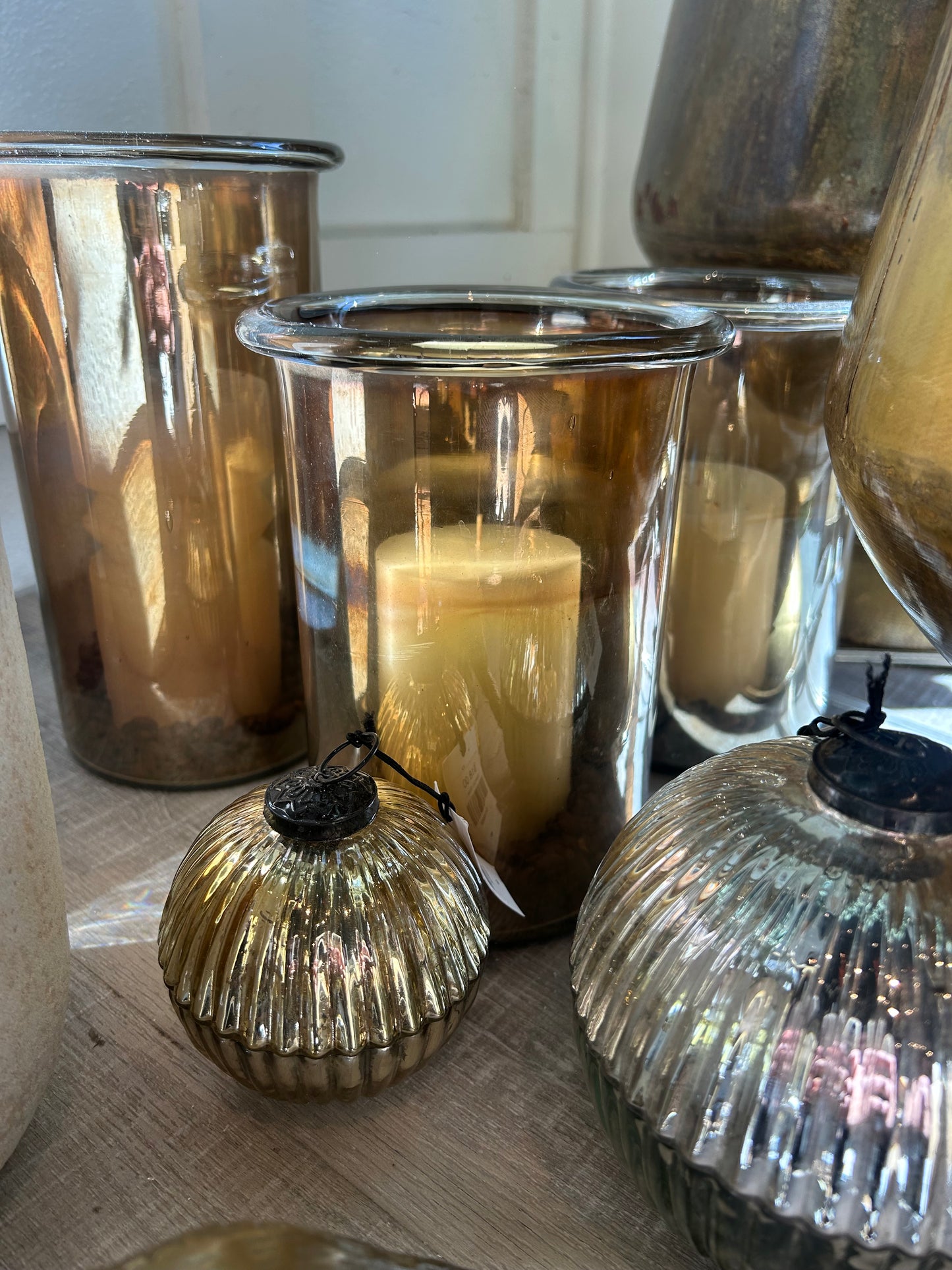 Two Tone Brown Glass Hurricane/Vase