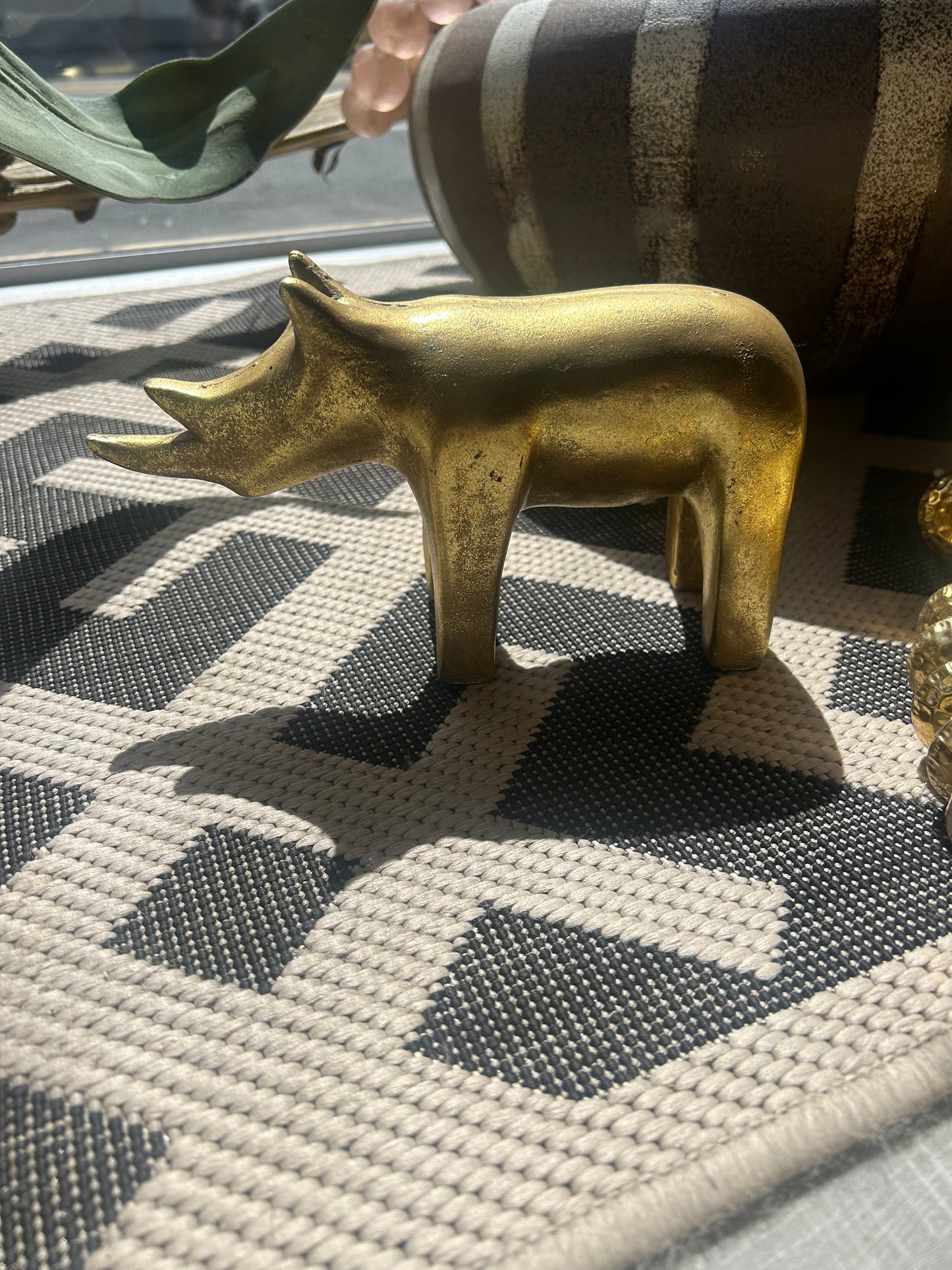Rhino with Gold Finish