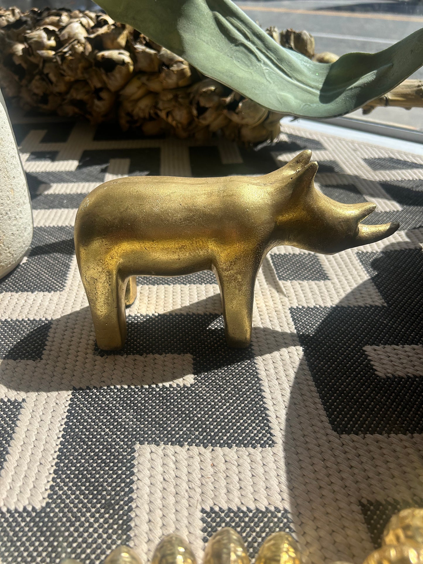 Rhino with Gold Finish