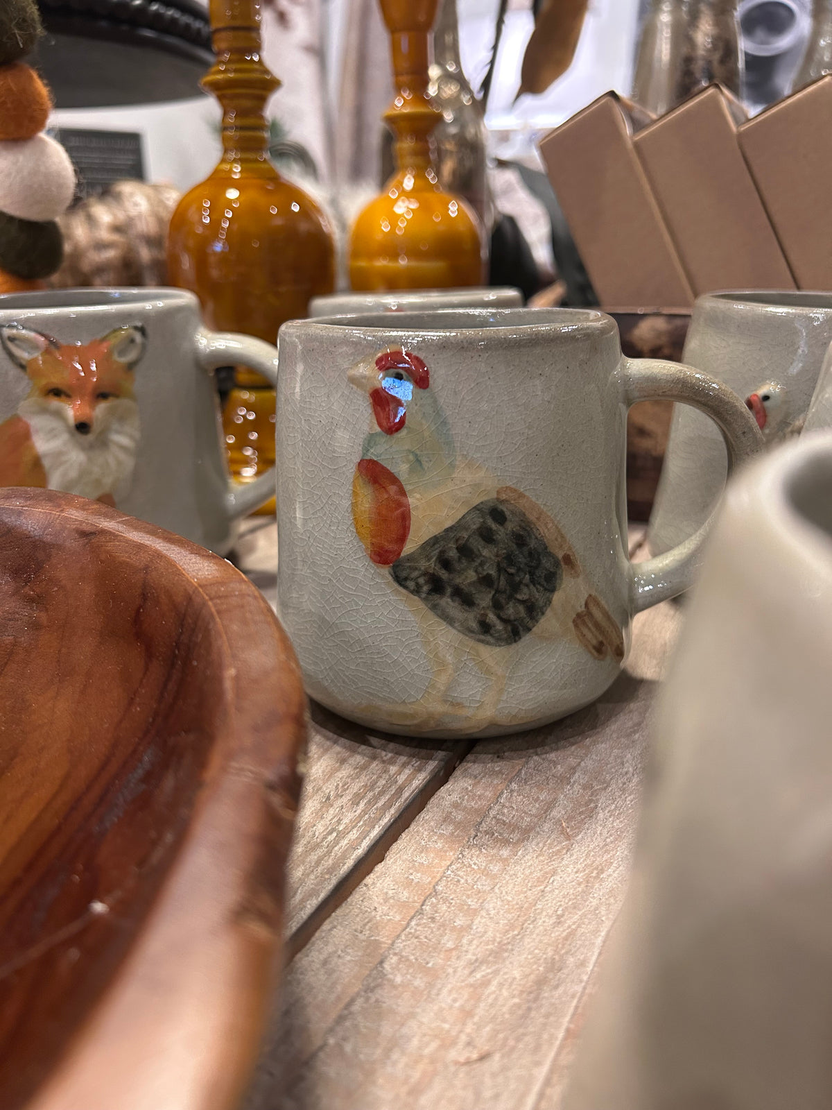 16 oz. Hand-Painted Embossed Stoneware Mug with Animal, 4 Styles (Each One Will Vary)