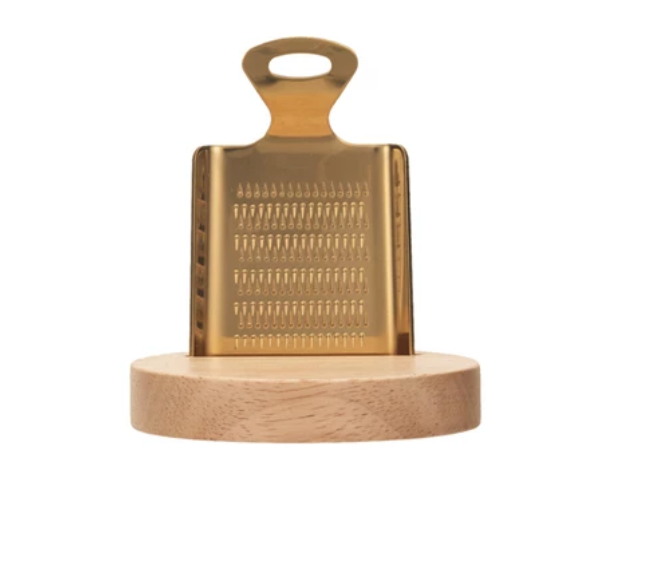 Grater w/ Rubberwood Base Stainless Steel