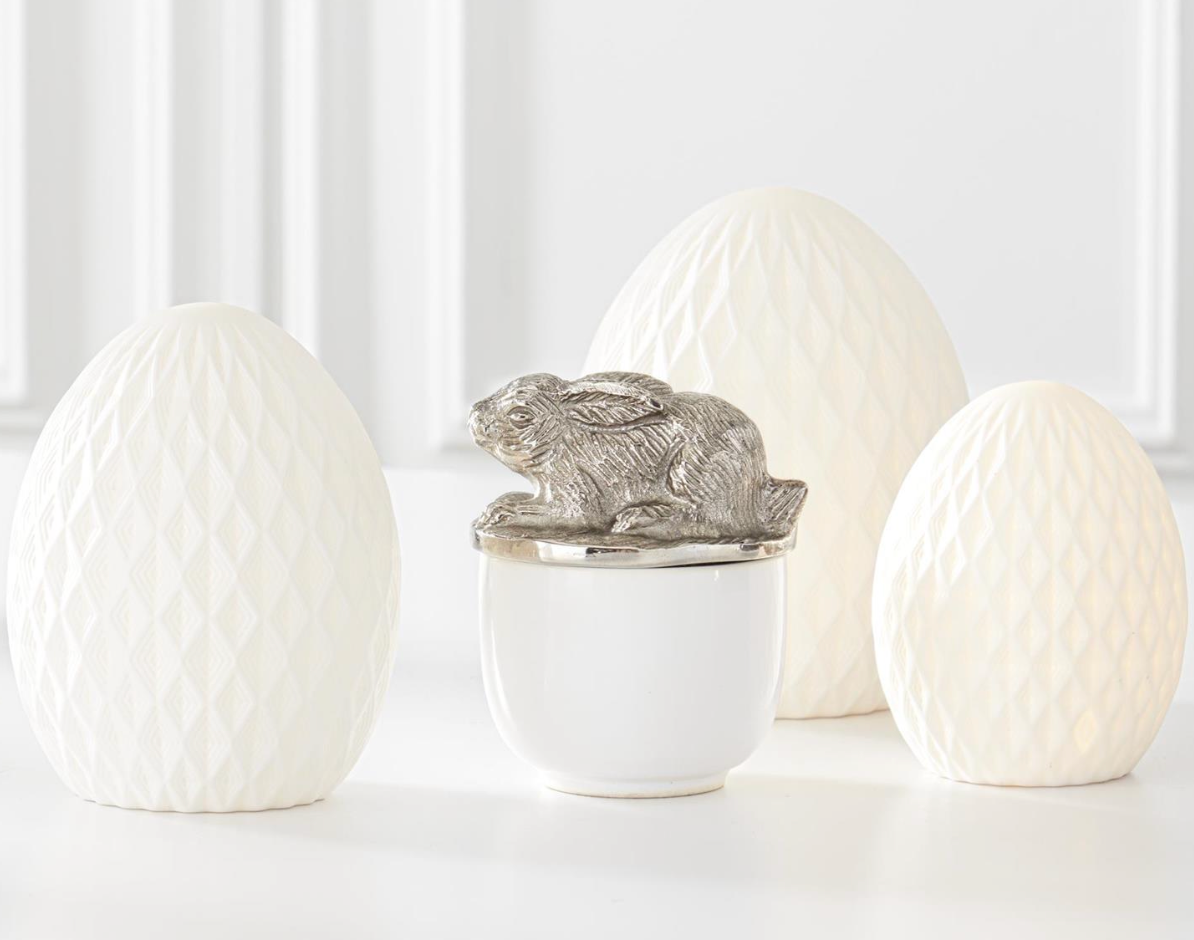 Embossed White Porcelain Led Easter Eggs