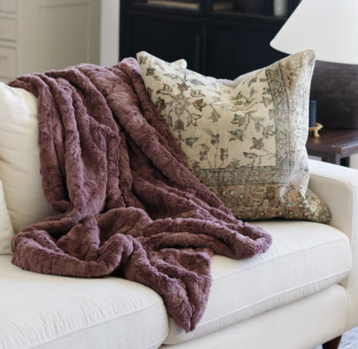 Patterned Faux Fur Throw