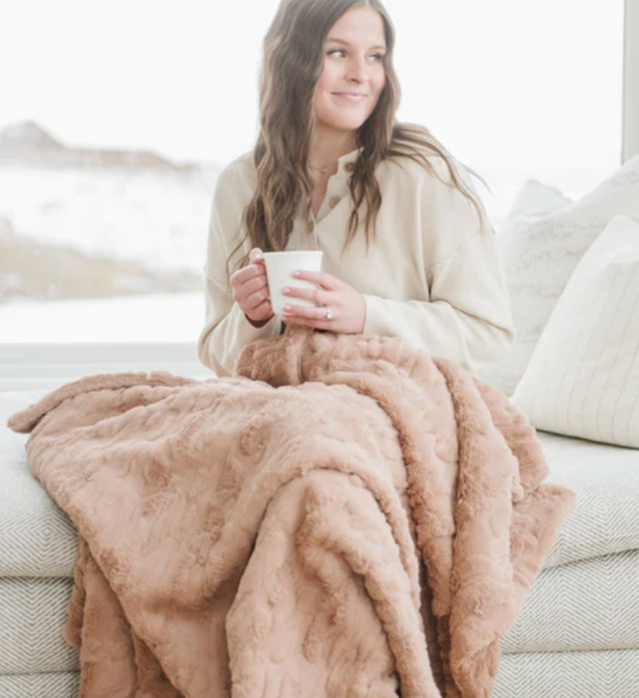 XL Patterned Faux Fur Throw