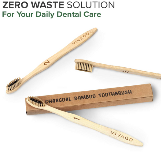 VIVAGO Biodegradable Charcoal Bamboo Toothbrush